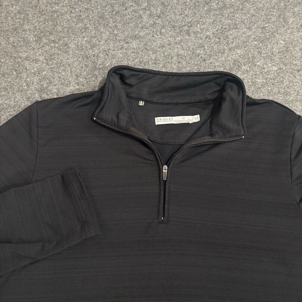 Criquet Performance 1/4 Zip Golf Pullover Shirt Mens Medium Black Casual Stretch
